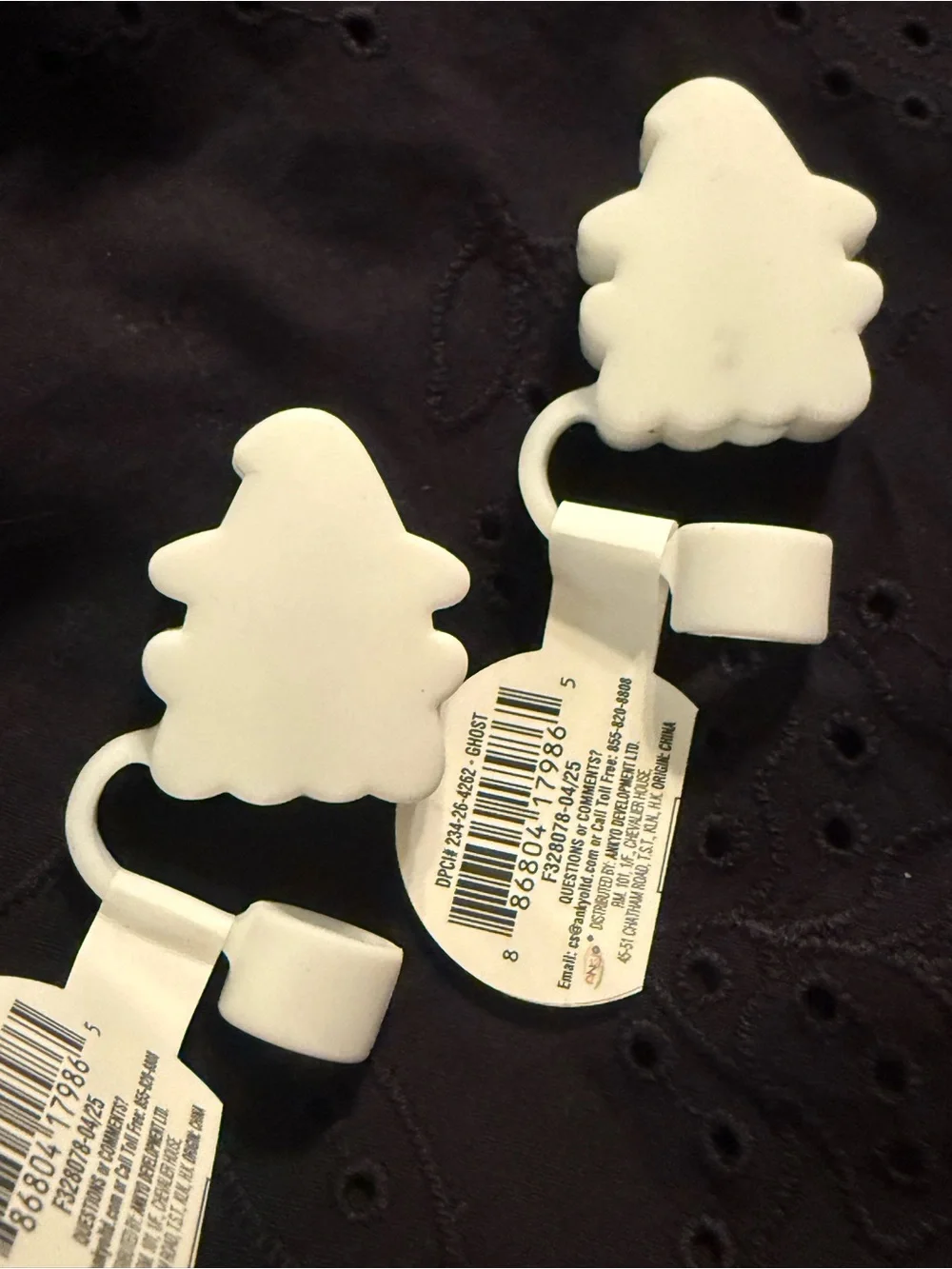 Target White Ghost Straw Toppers with Purple Witch Hats Silicone
